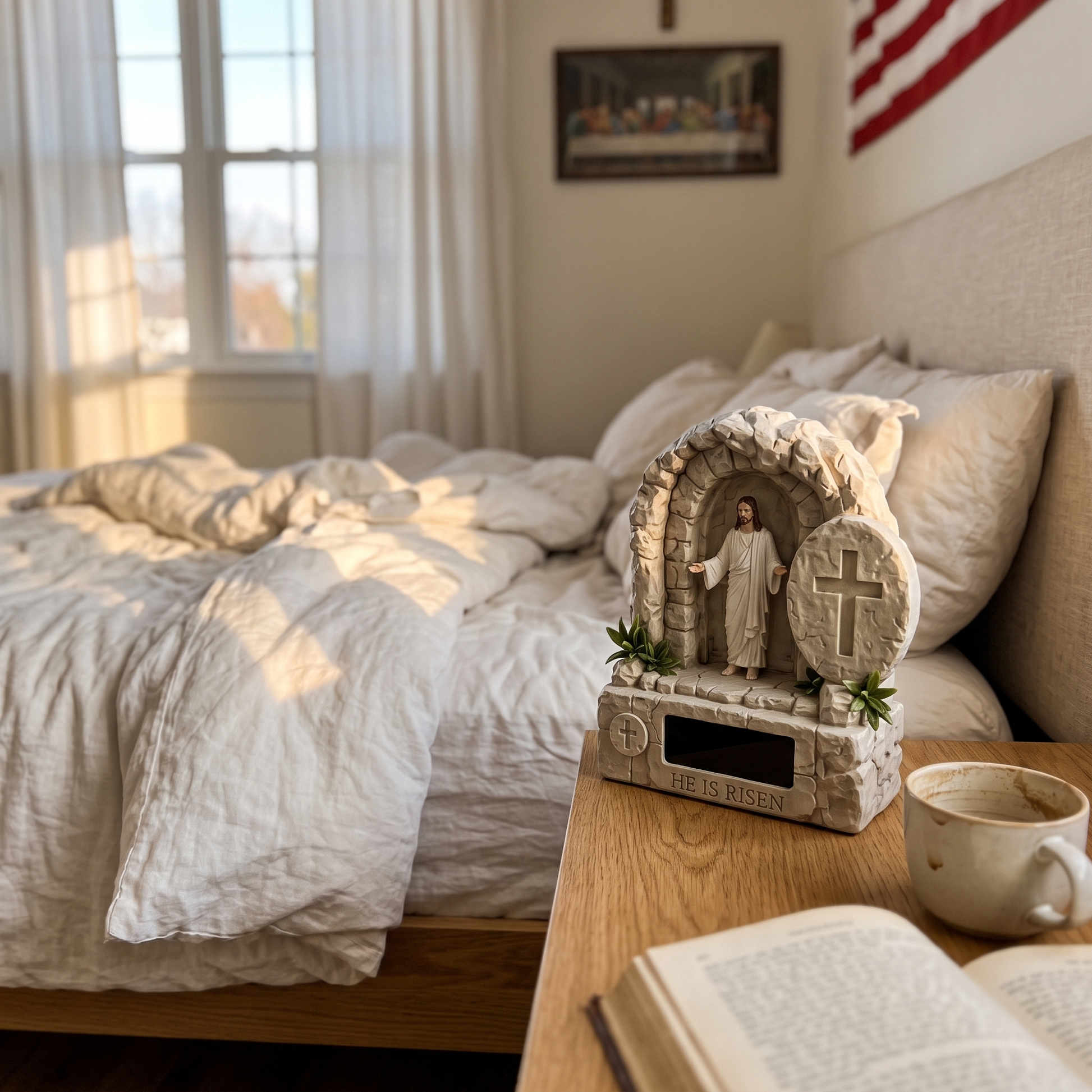 Jesus Alarm Clock bedside lifestyle shot
